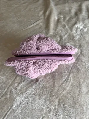 GOEWY Lavender Fuzzy Criss Cross Memory Foam Slippers House Shoes Sz 5-6 NWOT thumbnail 5