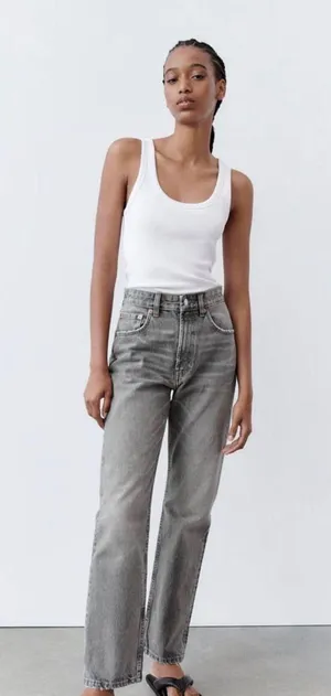 ZARA High Rise TRF Straight Leg Jeans thumbnail 1