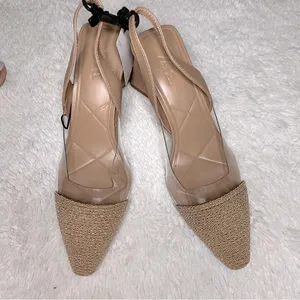 Zara nude/clear pvc straw detail slingback sandals size 6 thumbnail 7