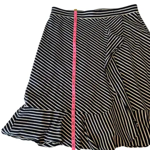 Talbots Navy White Striped Ruffle‎ Hem Midi Skirt Career Casual Women thumbnail 6