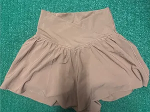 aerie Taupe High-Waist Flared Skort thumbnail 3