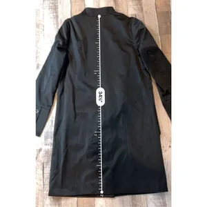 Dana Buchman‎ Black Trench Coat Zebra Lining Mandarin Collar sz XS Weathergear thumbnail 10