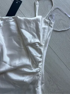 Lulu's White Satin Chain Strap,Slip Midi with Side Slit Size Medium thumbnail 10