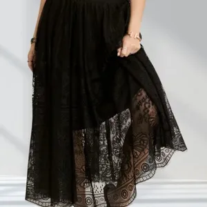 ✨NWT‎ ADORA Elastic Waist Raw Hem Lace Maxi Skirt thumbnail 1