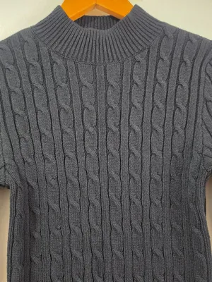 Hollister Cable Knit Long Sleeve Sweater Mini Dress - Black - Women's Size M thumbnail 5