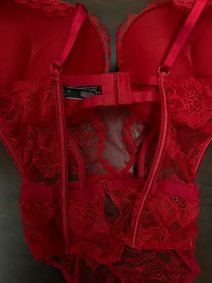 Victoria’s Secret Red Lace Bombshell Teddy Lingerie Size Large thumbnail 4