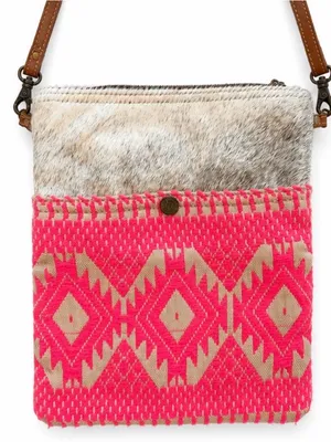 Myra Bag Cowhide & Neon Pink Aztec Crossbody Bag thumbnail 2