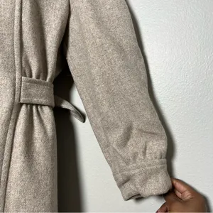 VTG 40s 50s Women Wool Coat Small Tan Longline‎ Hooded Scarf USA Made Lined thumbnail 6