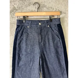 Maeve Bow Peep High Rise Flare‎ Jeans Dark Wash Bow Detail Suede 25 Cool Girl thumbnail 3