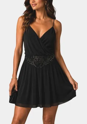 Ted Baker Silk Sequin Beaded Mini Dress Womens M Black Cocktail Old Hollywood thumbnail 1