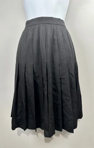 Anne Klein Skirt 8 Pleated A-line Black Classic Knee‎ Length 100% Wool Modest thumbnail 1