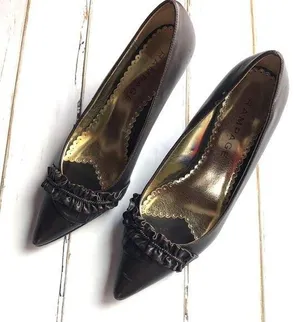 Rampage Brown Faux Leather Pointed Toe Heels Shoe Size 9.5 thumbnail 1