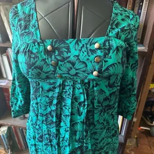 Anthropologie Maeve green square neck sz 4 mini dress thumbnail 2