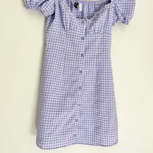 H&M Divided Gingham A Line Square Neck Ruffle Mini Dress Purple Size XS thumbnail 7