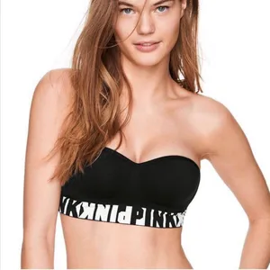 Victoria's Secret Black Strapless Bra with Logo Band thumbnail 1