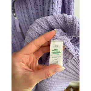Aerie Lavender Cable Knit Quarter Zip Sweater Oversized Mock Neck Pullover thumbnail 10