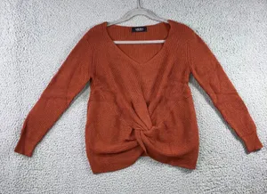 Akira Sweater Women Small V Neck Front Knot‎ Long Sleeve Boho Coquette Chic thumbnail 1
