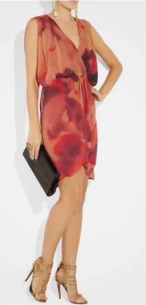 Autumn Wedding Guest Size M Haute Hippie Silk Red Drape True Wrap Dress Party thumbnail 1