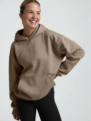 Beyond Yoga Womens Oyster Taupe Oversized Fleece Hoodie Sweatshirt 2XL NEW thumbnail 1