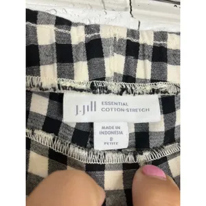 J.‎ Jill Gingham Pants Womens 8 Petite Black White Excellent Side Zip Stretch thumbnail 2
