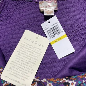 New Band Of The Free Floral Print Crossover Waist Mini Dress Purple Size Medium thumbnail 17