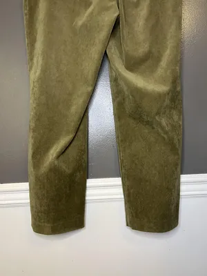 Vintage David Brooks Pants Womens 14 Green Velour Straight Leg Stretch Pull On thumbnail 6