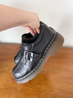 Dr Martens • vintage 12282 platform shoes black leather monk strap chunky thumbnail 7