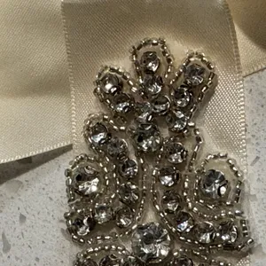 Ivory‎ Satin Bridal Sash Belt with Crystal Rhinestone Floral Applique Wedding thumbnail 4