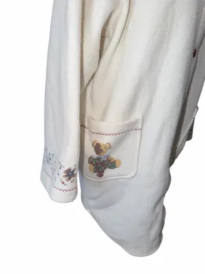 Etam Lingerie Vintage Fleece Robe Teddy Bear Sweeter Than You Long Coat Size XL thumbnail 4