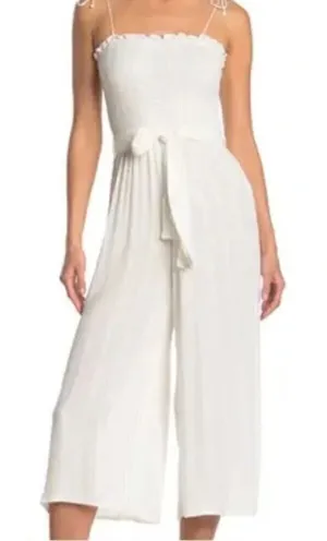 Rip‎ Curl White Fiesta Wide Leg Smocked Cropped Jumpsuit XS thumbnail 1