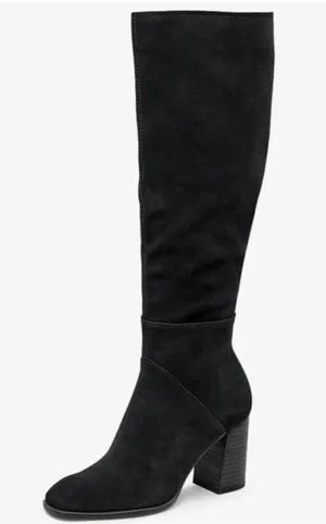 NEW Knee High Square Toe Chunky Block Heel Side Zipper Vegan Suede Long Boots 11 thumbnail 1