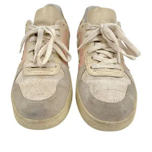 Veja V-10 Multico Colorblock Sneaker Suede Leather Pastel Pink Blue Cream Size 8 thumbnail 4