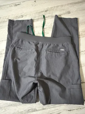 Figs Gray V-Neck Scrub Top & Pants with Green Drawstrings Size Medium thumbnail 3