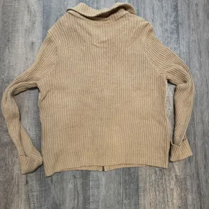 Rem‎ Garson Women's Tan Suede Leather Knit Zip Up Jacket Cardigan Festival Retro thumbnail 2