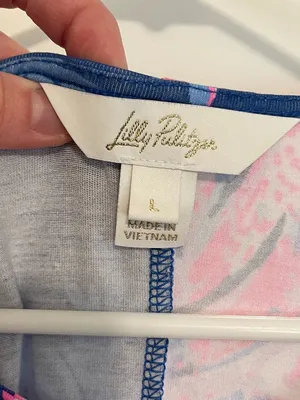 LILLY PULITZER Bryson Sleeveless Dress Multi for the Fans Blue Pink Faux Wrap L thumbnail 6