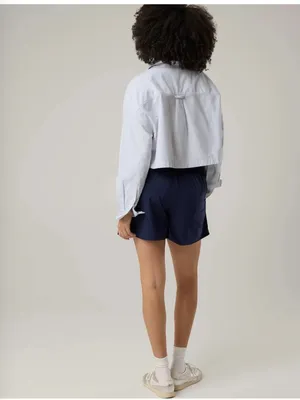 NWOT Offline by Aerie Cropped Button Down Long-Sleeve Shirt in White thumbnail 4