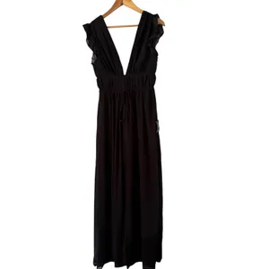 NWT Lulus I'm All Yours Black Ruffled Maxi Dress Size Small Wedding Prom Hoco thumbnail 3
