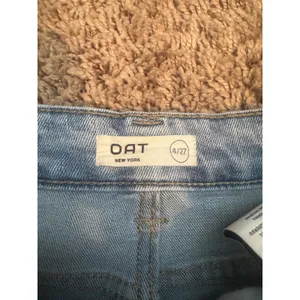 OAT New York High Rise Straight Crop Jeans Raw Hem Light Wash Size‎ 4/27 thumbnail 4
