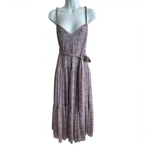 ASTR The Label Dress Sz S Chiffon Strap Maxi Dress Tiered Open Back Floral thumbnail 2