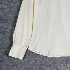 J.Crew Size-M Womens Ivory Satin Split Neck Long Sleeve Blouse Top Office thumbnail 6
