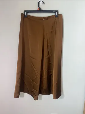 Dazy Women's Brown Satin Midi Skirt - Sleek A-Line thumbnail 2