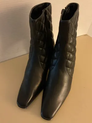 David Tate women Black Quilted leather Heeled Ankle Boots size 6.5 thumbnail 5