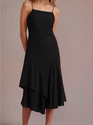 🌺 Urban Outfitters Black Slip Dress XS 0-2 Sheer Hem Layered Minimalist NWT thumbnail 2