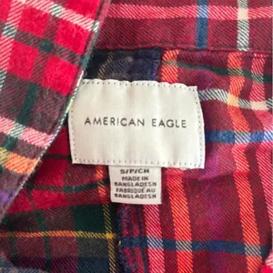 American Eagle Outfitters Red Tartan Plaid Button Down Crop Top Size S thumbnail 2