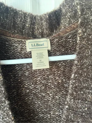 L.L. Bean Brown Cable-Knit Sleeveless Button Cardigan Vest thumbnail 2