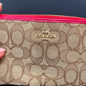 Coach Tan and Red Signature Wristlet thumbnail 1