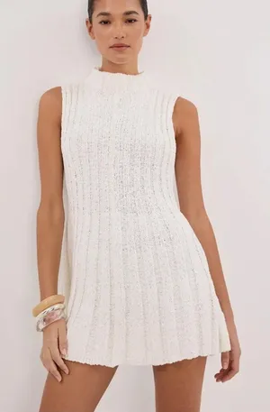 DISSH - Vero off white knit mini dress thumbnail 1