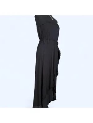 Vintage Y2K Mudd Coastal Fairycore Boho Ruffle Maxi Dress Size Small 🖤 thumbnail 4
