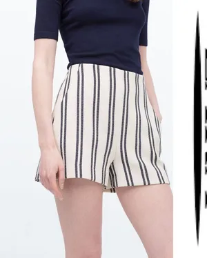 Zara High Waist Stripe Shorts XS thumbnail 2