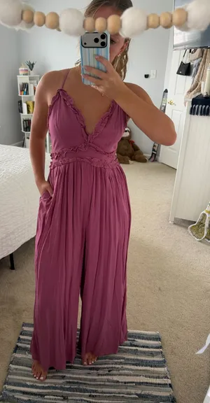 Frilly Pink Jumpsuit Size M thumbnail 1